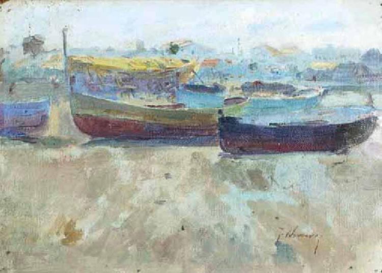 Seymour Joseph Guy Boats on the beach oil painting image
